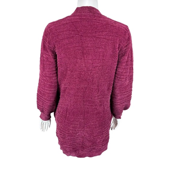 Anybody Women's Patterned Chenille Open Front Cardigan Deep Berry - Picture 2 of 5